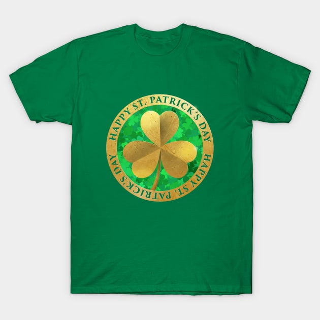 St. Patrick's Gold Clover T-Shirt by Dashu